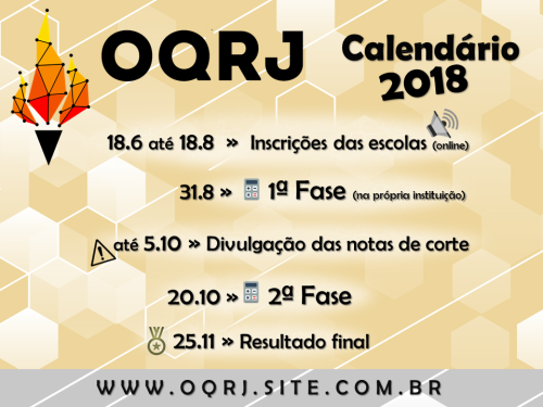 Calendário OQRJ regular Calendário OQRJ regular